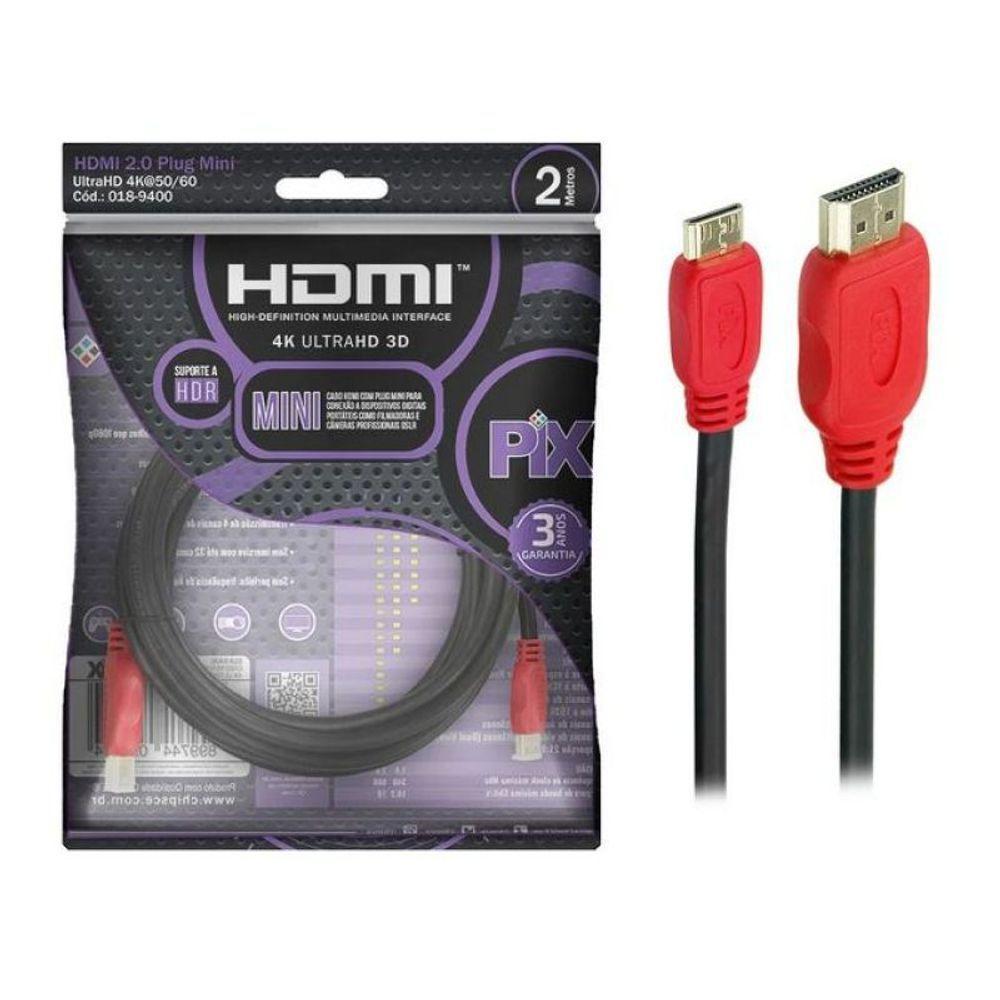 Cabo Mini Hdmi X Hdmi 2 0 4k Hdr 2 Metros Pix 018 9400 - 2