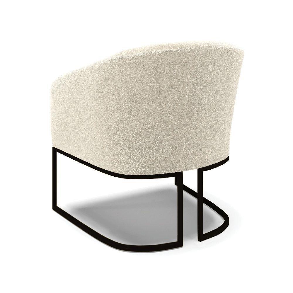 Poltrona Para Sala Industrial Preto Kit 2 Stella Bouclê D03 - D'rossi Cor Mostarda - 4