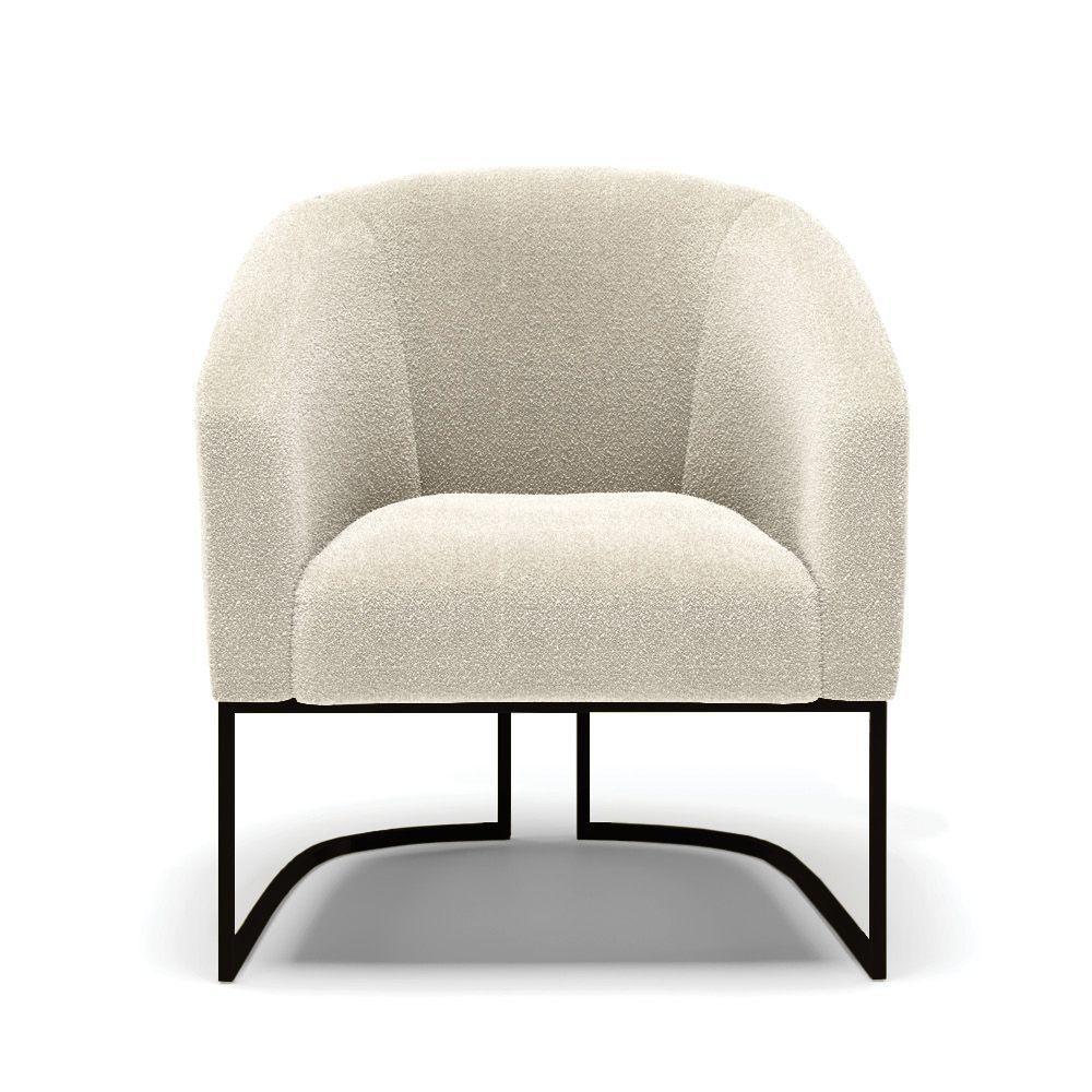 Poltrona Para Sala Industrial Preto Kit 2 Stella Bouclê D03 - D'rossi Cor Mostarda - 6