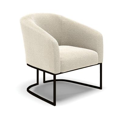 Poltrona Decorativa Base Industrial Preto Stella Bouclê D03 - D'rossi Cor Rose