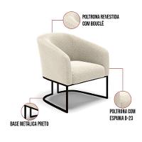 Poltrona Decorativa Base Industrial Preto Stella Bouclê D03 - D'rossi Cor Cinza - 2