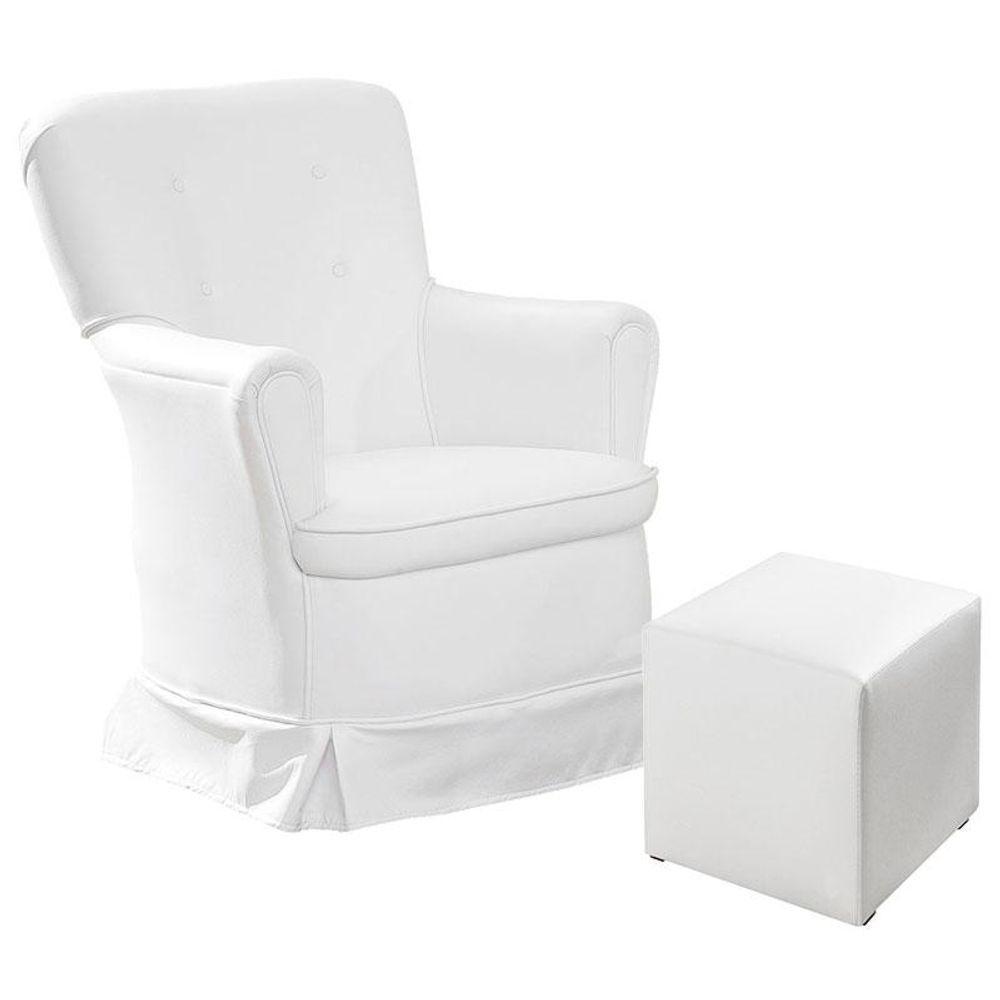 Poltrona De Amamentação Aconchego Fixa Com Puff Branco - Canaã - 1