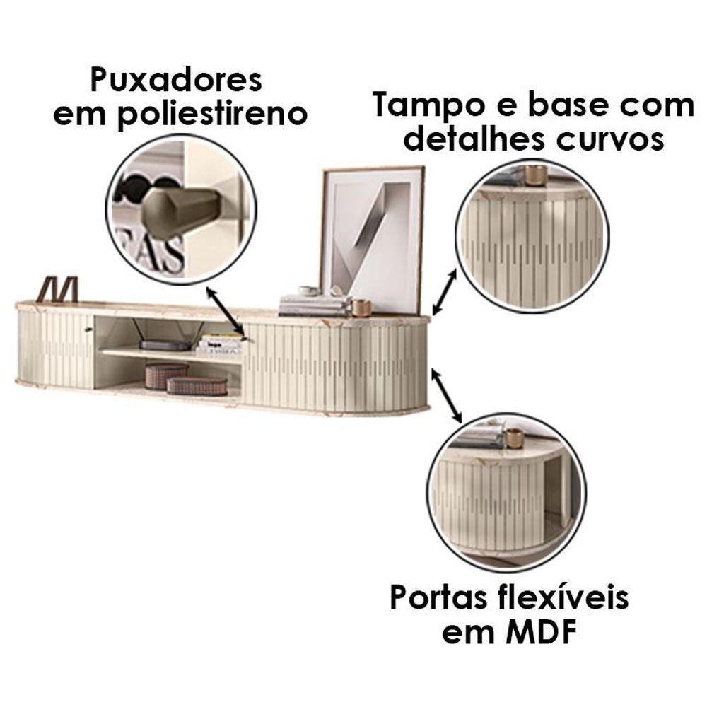 Rack Bancada Suspensa Algarve Com Aparador Estoril E Mesa De Centro Indianápolis Calacata Off White - 4