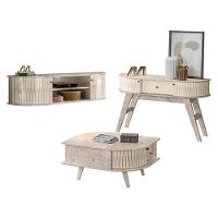 Rack Bancada Suspensa Modena Com Aparador Estoril E Mesa De Centro Indianápolis Calacata Off White - 1