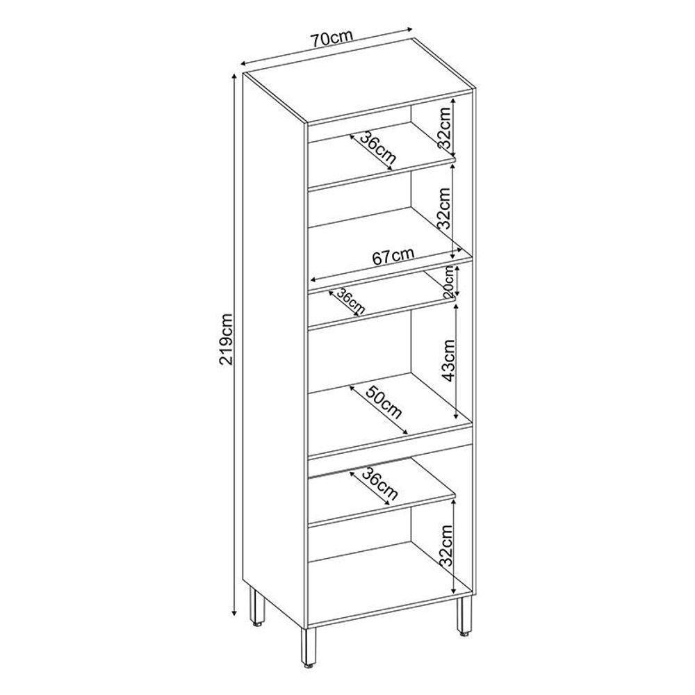 Armário Paneleiro Firenze Com Porta De Vidro Avena Grafito - Demóbile - 2