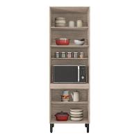 Armário Paneleiro Firenze Com Porta De Vidro Avena Grafito - Demóbile - 3