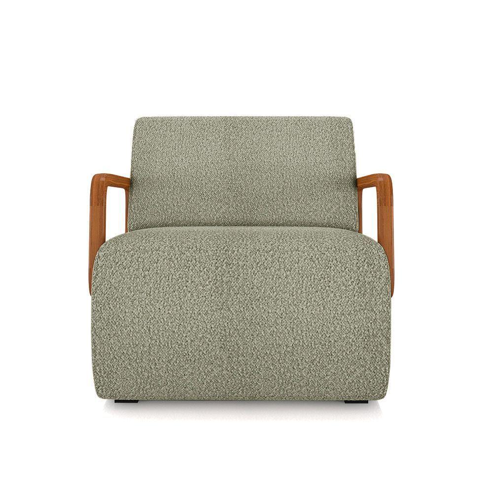 Poltrona Sala De Estar Braço De Madeira Kit 2 Hellen Bouclê K01 - D'rossi Cor Verde - 5