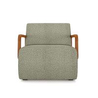 Poltrona Sala De Estar Braço De Madeira Kit 2 Hellen Bouclê K01 - D'rossi Cor Verde - 5