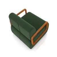 Poltrona Sala De Estar Braço De Madeira Kit 2 Hellen Veludo Verde Musgo K01 - D'rossi - 2