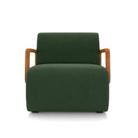 Poltrona Sala De Estar Braço De Madeira Kit 2 Hellen Veludo K01 - D'rossi Cor Verde - 5