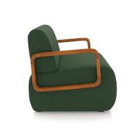 Poltrona Sala De Estar Braço De Madeira Hellen Veludo Verde Musgo K01 - D'rossi