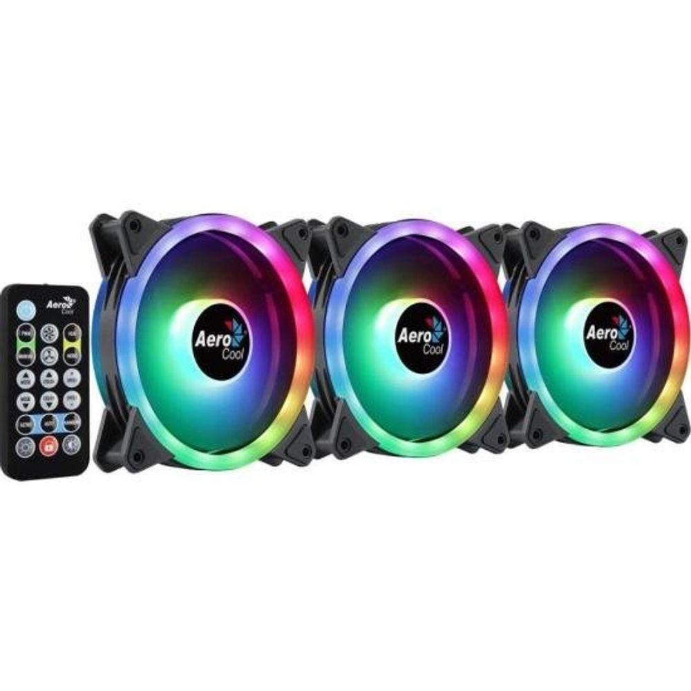 Kit Com 3 Coolers Aerocool Duo 12 Pro Argb + Hub + Controle - 4
