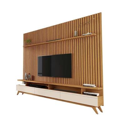 Conjunto Rack Com Painel Ripado Tv Até 75 Polegadas 2.2 Nature Off White Valerius Jm Móveis