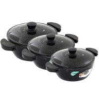 Kit Panelas Gulê Alumínio 900ml 1,45l 1,75l 3 Peças Preto - 1