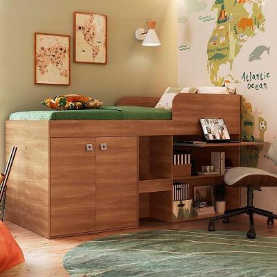 Cama Com Escrivaninha E Colchão Solteiro Nogal Monterey Art In Móveis