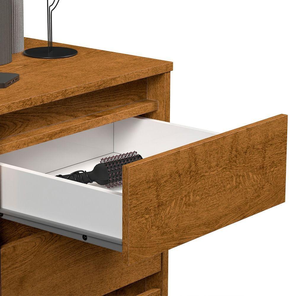 Mesa De Cabeceira Pés Retrô 3 Gavetas 43cm Wood Freijó - Ej Móveis - 4