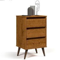 Mesa De Cabeceira Pés Retrô 3 Gavetas 43cm Wood Freijó - Ej Móveis - 2