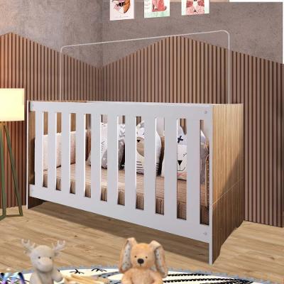 Berço Mini Cama Americano 3 Em 1 74cm X 133cm Nogal Manchester Com Branco Hayes Jm Móveis