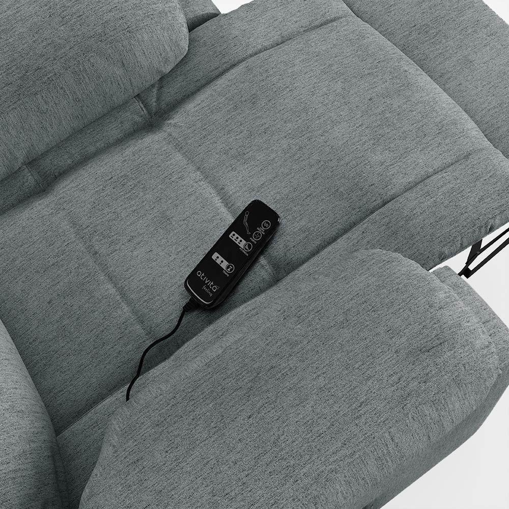 Poltrona Do Papai Reclinável Pietra Elétrica Led Massagem Fh9 Linho Cinza - Mpozenato - 5