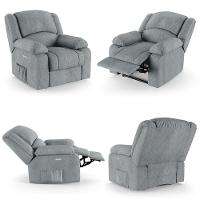 Poltrona Do Papai Reclinável Pietra Elétrica Led Massagem Fh9 Linho Cinza - Mpozenato - 10