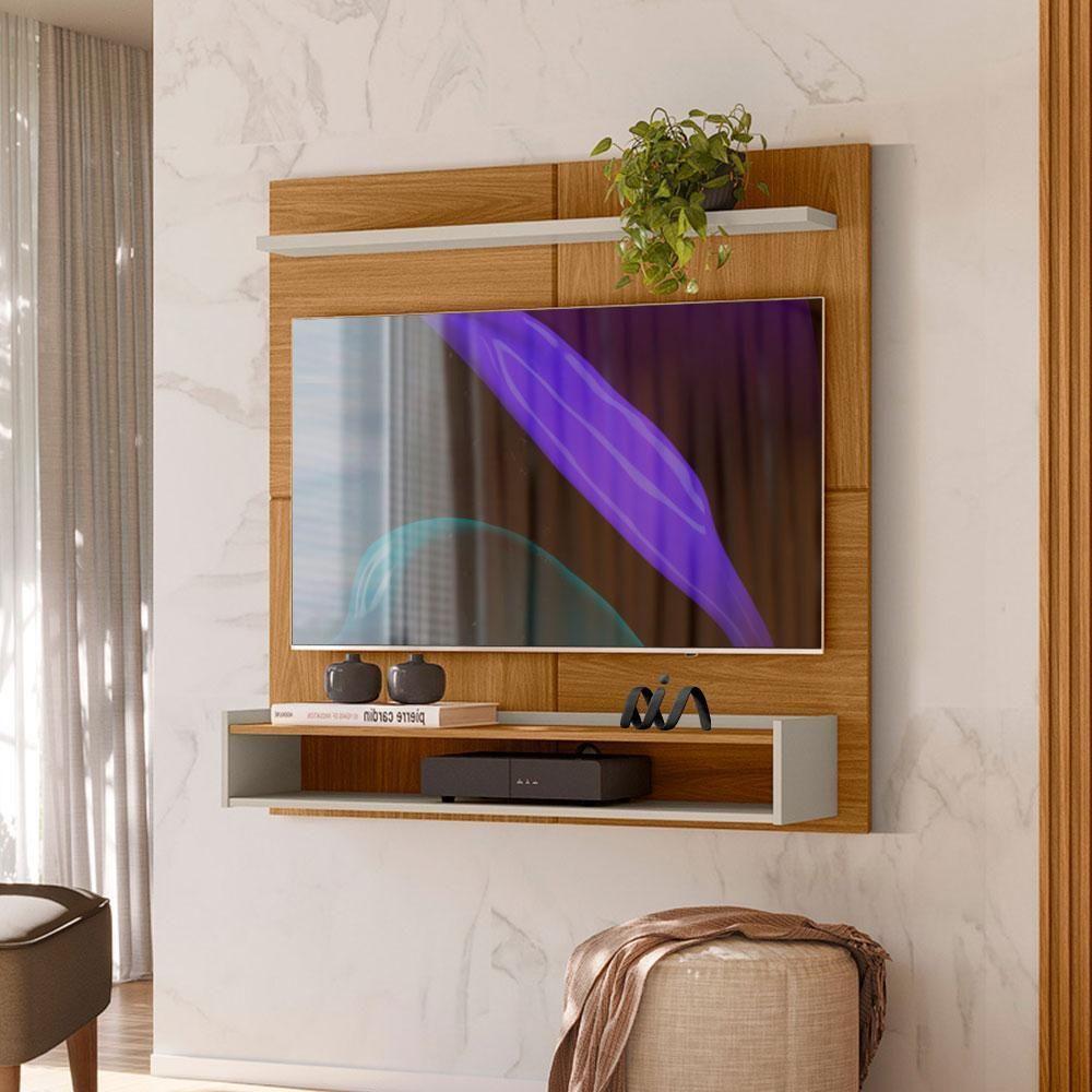 Home Suspenso Com 1 Prateleira Para Tv Até 50 Polegadas Nature Off White Eske Linea Brasil - 1