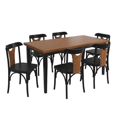 Conjunto Sala De Jantar E Cozinha Com 6 Cadeiras Y Madeira Maciça Preto
