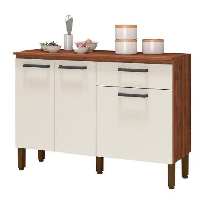 Balcão De Cozinha Com Tampo 120cm Louis K02 Nogueira/off - Mpozenato