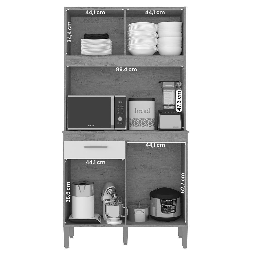 Armario Cozinha Ceara Com 4 Portas Branco Branco - 3