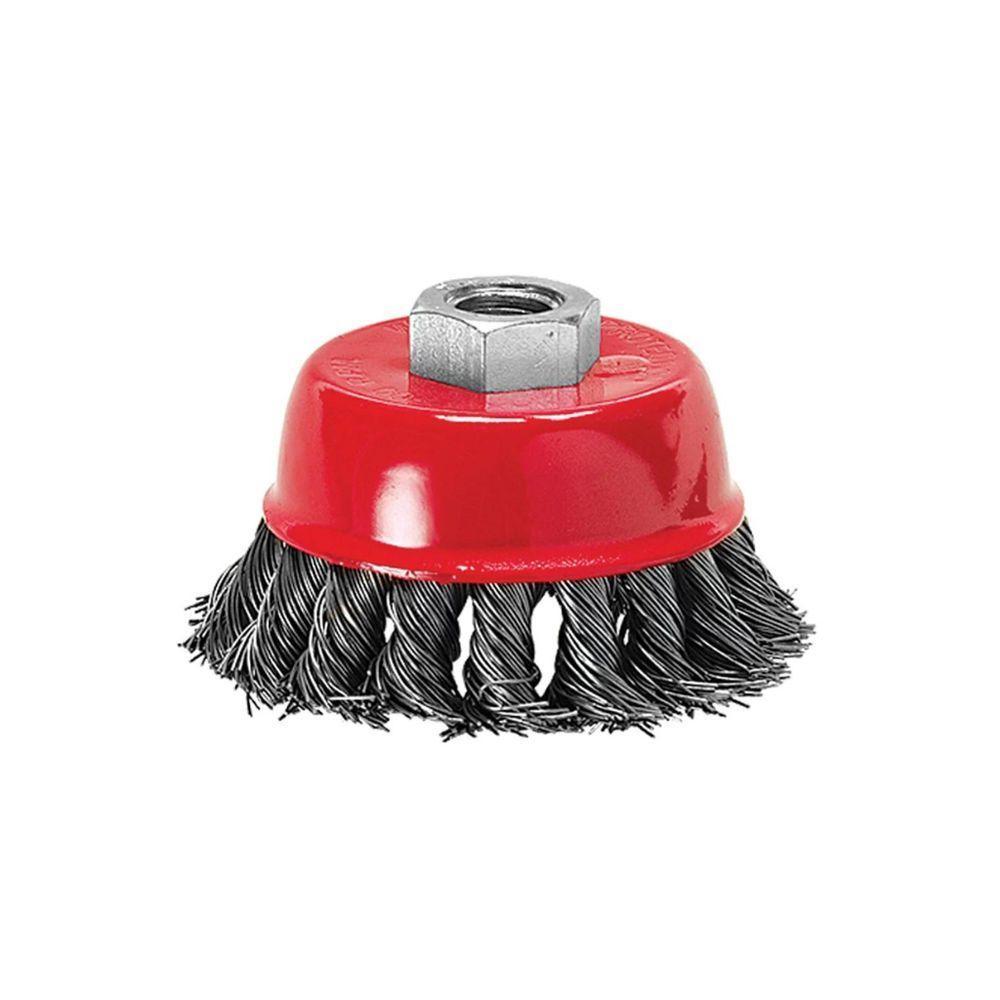 Escova Aço Copo Torcido Ac 3" 75mm Rosca M-14 - Mtx - 1
