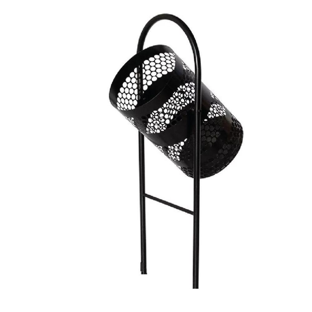 Lixeira Para Calçada De Rua Externa Preta 35x80x35cm - 1