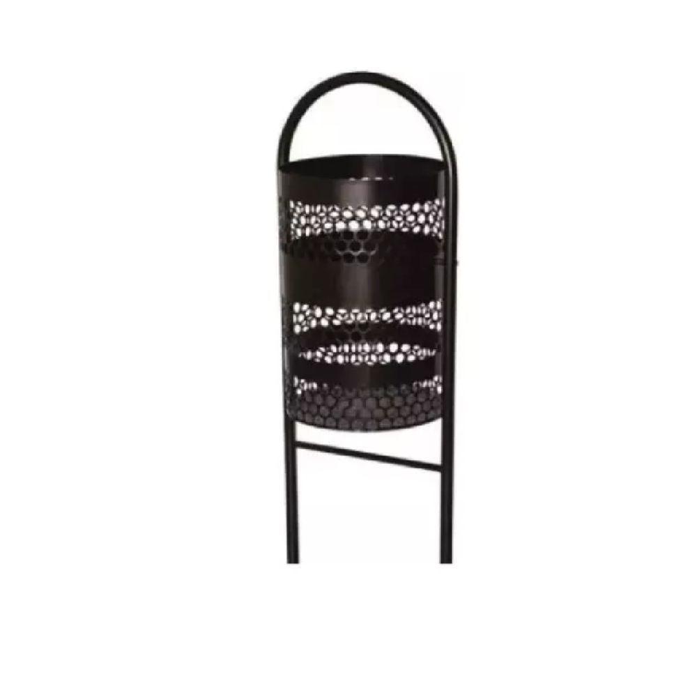 Lixeira Para Calçada De Rua Externa Preta 35x80x35cm - 3