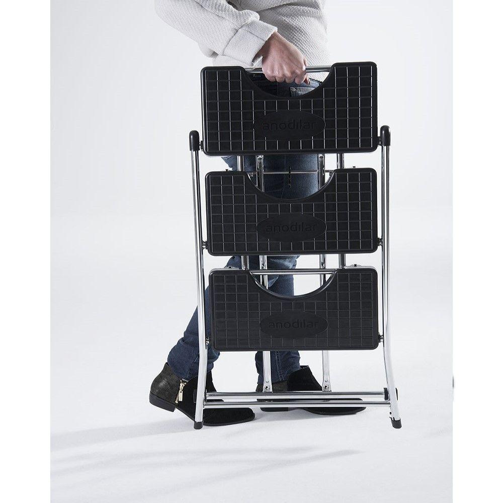 Escada Alcance 3 Degraus Dobrável 120 Kg Cromada Anodilar - 3
