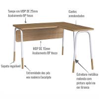 Conjunto Escritório Mesa L Gaveteiro 28002x998x996 Hanover Branco Artesano Hanover Branco - 9