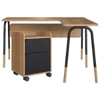 Conjunto Escritório Mesa L Gaveteiro 28003x27998 Hanover Preto Artesano Hanover Nero - 1