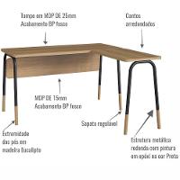 Conjunto Escritório Mesa L Gaveteiro 28003x27998 Hanover Preto Artesano Hanover Nero - 8