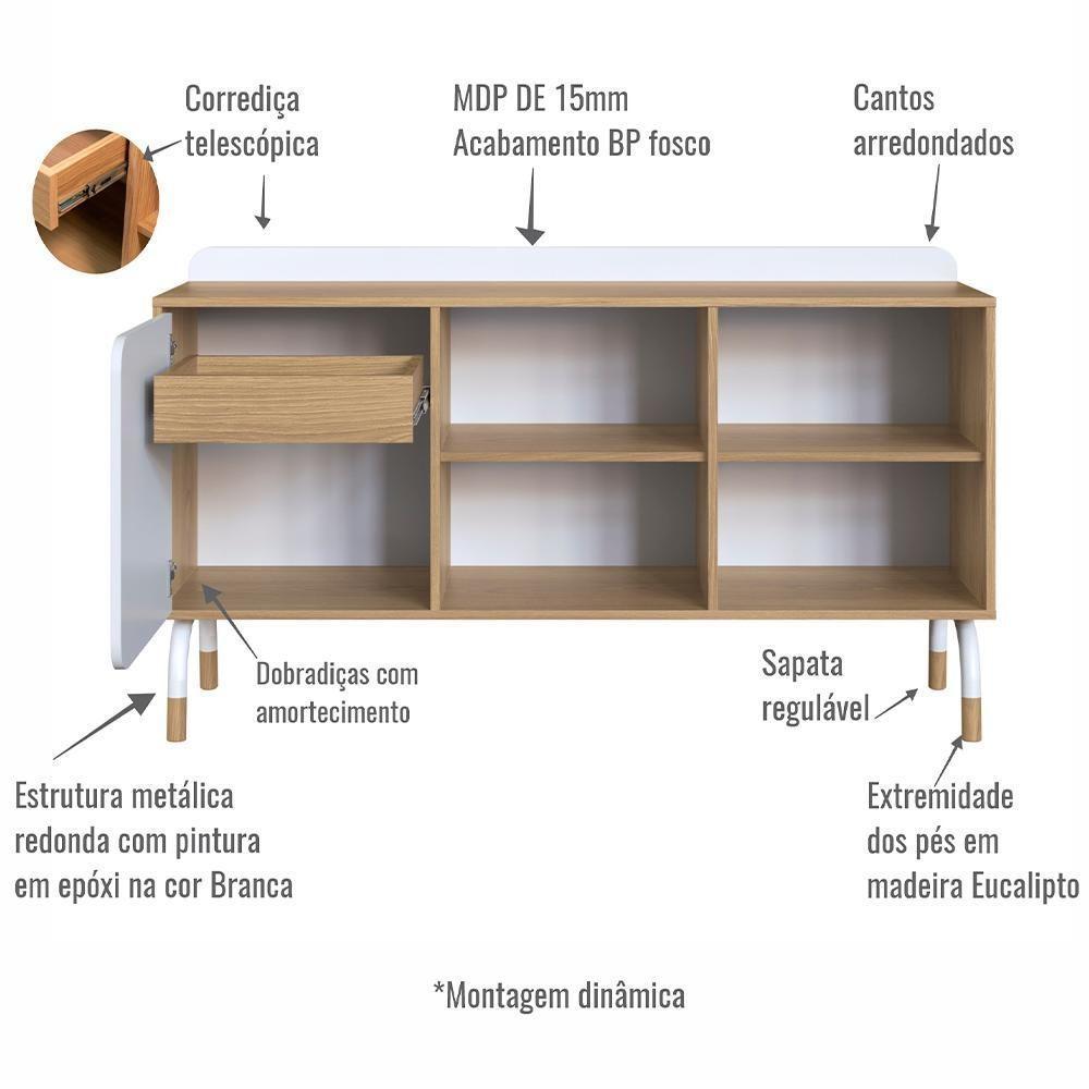 Conjunto Escritório Mesa Balcão Gav 28002x998x995 Hanover Branco Artesano Hanover Branco - 8