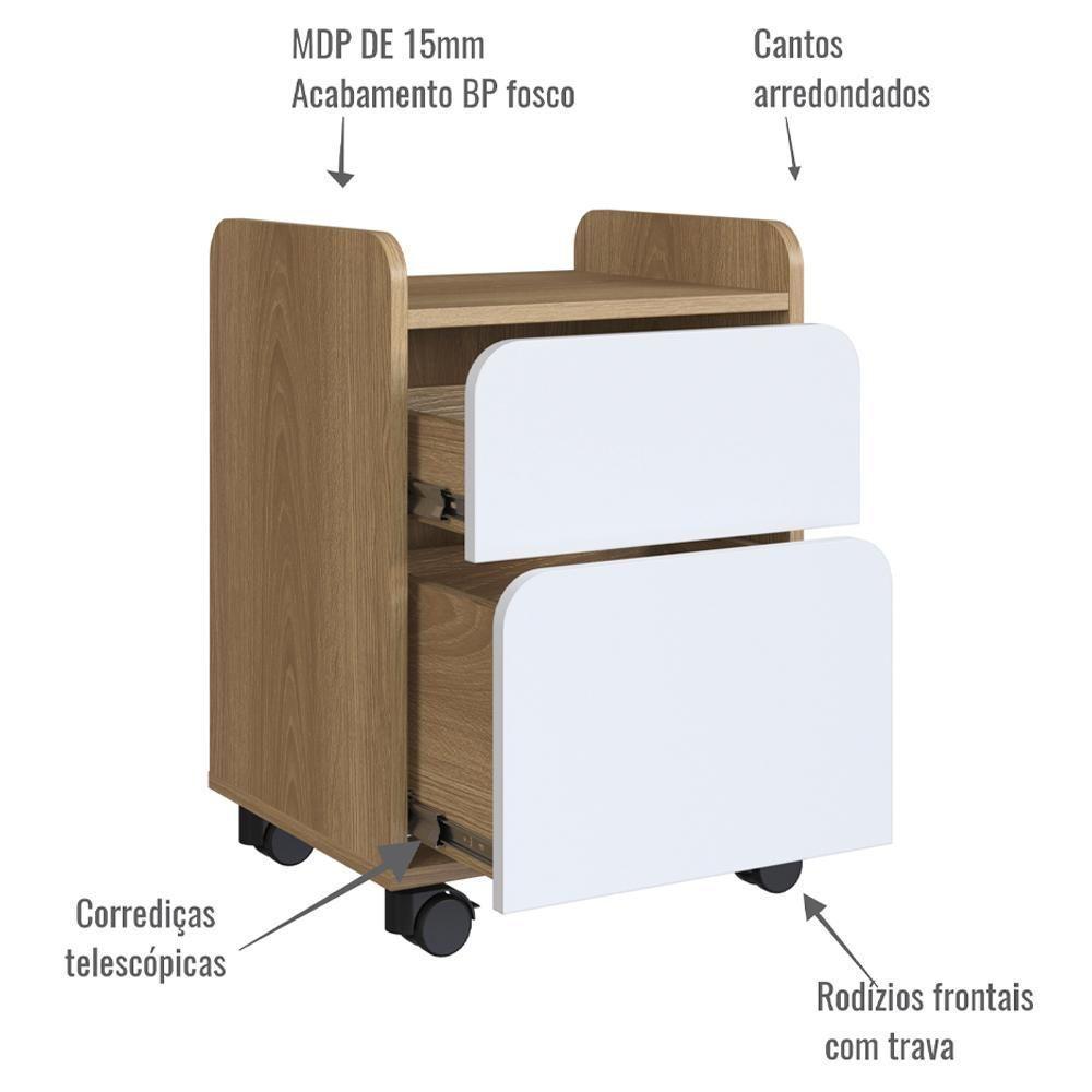 Conjunto Escritório Mesa L Gaveteiro 28003x27998 Hanover Branco Artesano Hanover Branco - 7