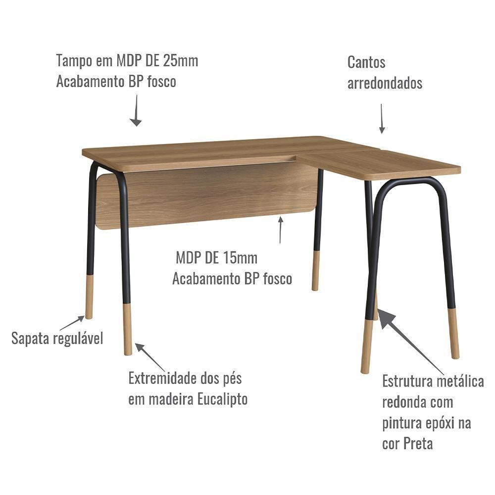 Conjunto Escritório Mesa Balcão Gav 28002x998x995 Hanover Nero Artesano Hanover Nero - 8