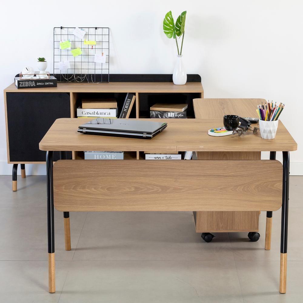 Conjunto Escritório Mesa Balcão Gav 28002x998x995 Hanover Nero Artesano Hanover Nero - 9