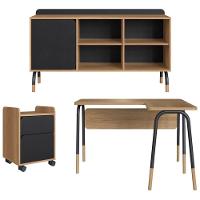 Conjunto Escritório Mesa Balcão Gav 28002x998x995 Hanover Nero Artesano Hanover Nero - 1