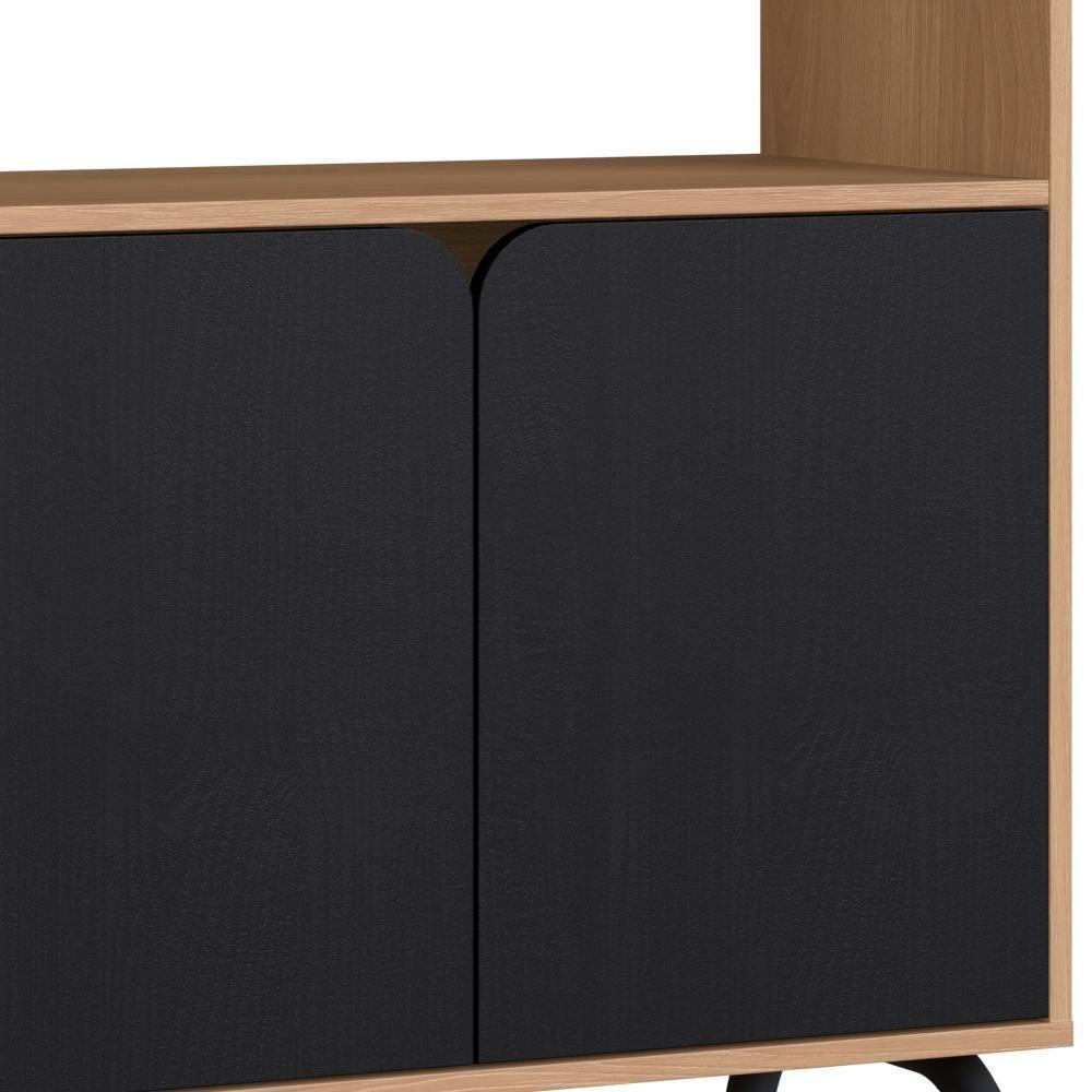 Conjunto Escritório Mesa L Gaveteiro 28002x998x996 Hanover Nero Artesano Hanover Preto - 3