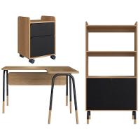 Conjunto Escritório Mesa L Gaveteiro 28002x998x996 Hanover Nero Artesano Hanover Preto - 1