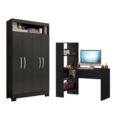 Conjunto Para Escritório Com Mesa Nt2105 E Armário Nt4040 Preto Tx Notável Preto Tx