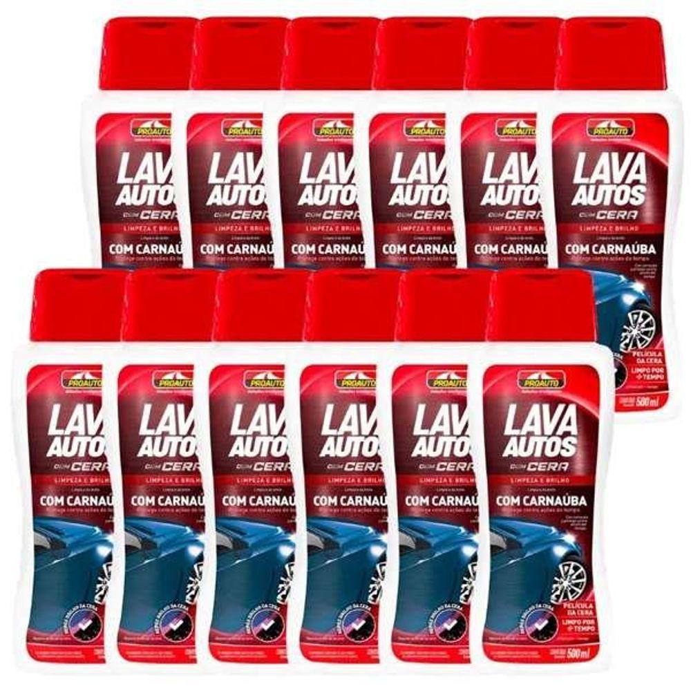 Kit Com 12 Lava Autos Cera Brilho 500ml - Proauto - 1