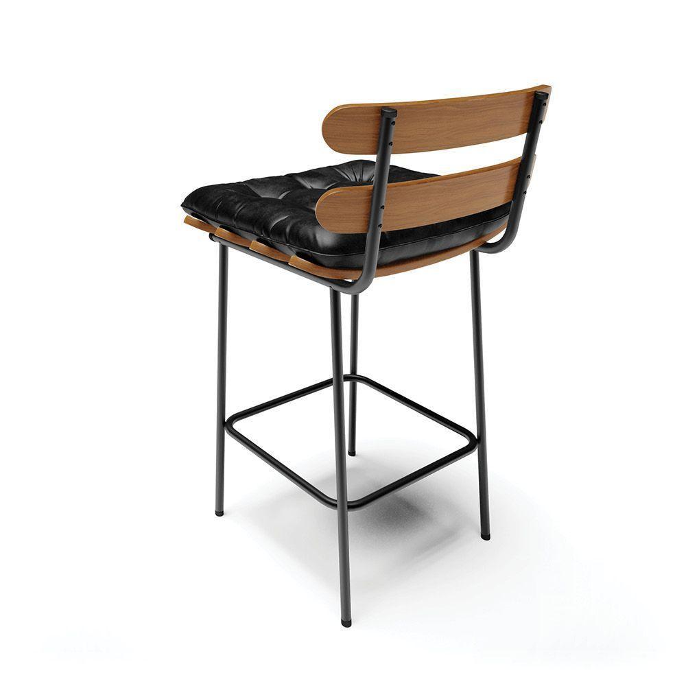 Banqueta Costela Corano Base Metálica Preto Cor Preto - 5