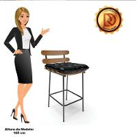 Banqueta Costela Corano Base Metálica Preto Cor Preto