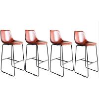 Kit Com 4 Banquetas Oxford Assento Em Couro Ecológico E Base Cromada Fratini Conhaque - 1