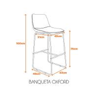 Kit Com 4 Banquetas Oxford Assento Em Couro Ecológico E Base Cromada Fratini Conhaque - 2