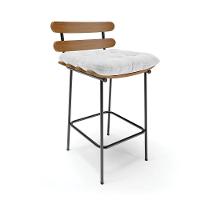 Banqueta Costela Corano Base Metálica Preto Cor Branco - 2