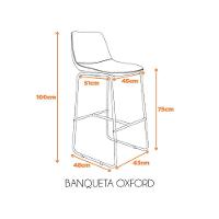 Kit Com 2 Banquetas Oxford Assento Em Couro Ecológico E Base Cromada Fratini Conhaque - 2